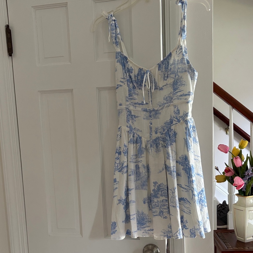 Blue and White Mini Dress